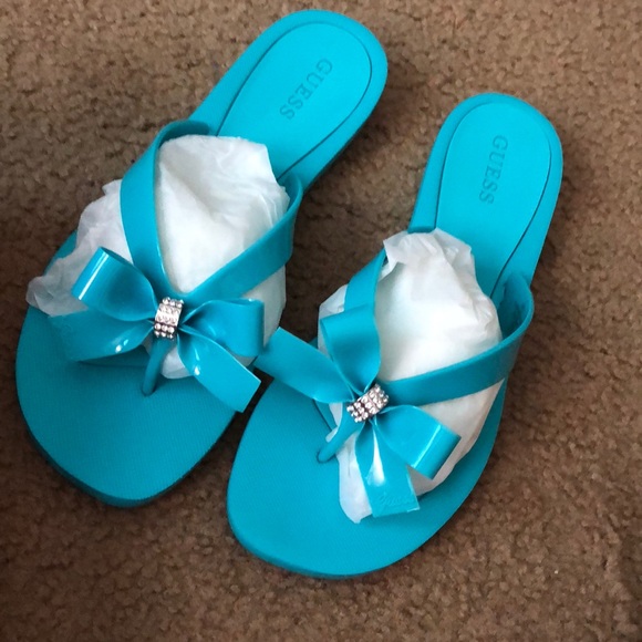 guess blue sandals